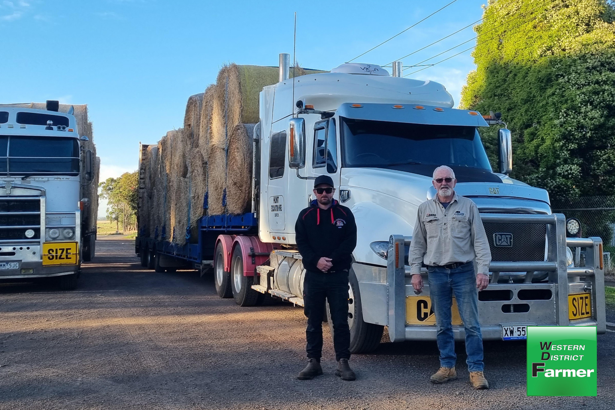 Giving back: Jackson and Pappy Hunt rolled up their sleeves recently, transporting two truckloads of hay to support the fire-affected properties in the Grampians.