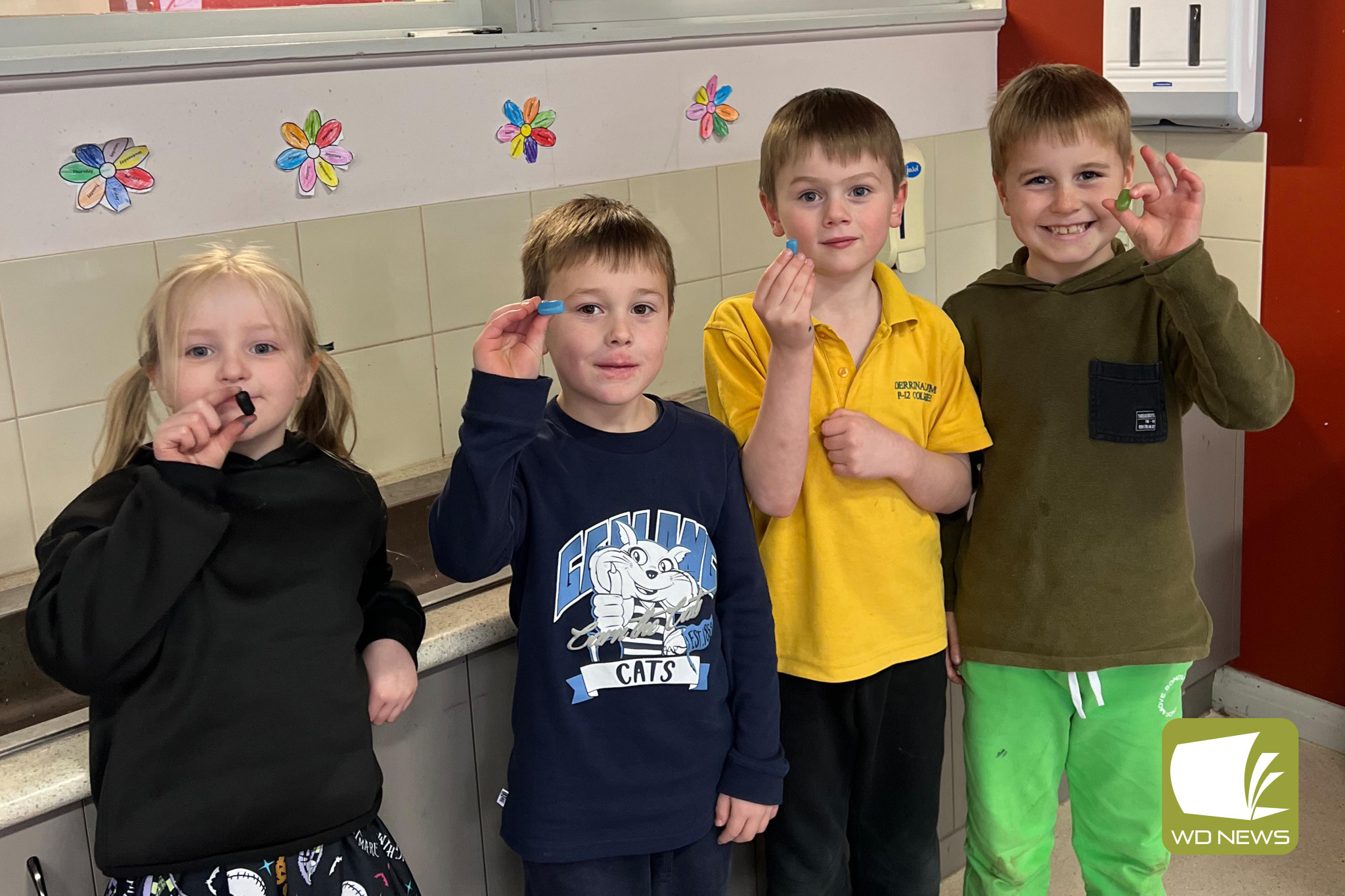 Bright and colourful: Students enjoyed the opportunity to dress up in the colour of their favourite jellybean to mark Jellybean Day last Friday.