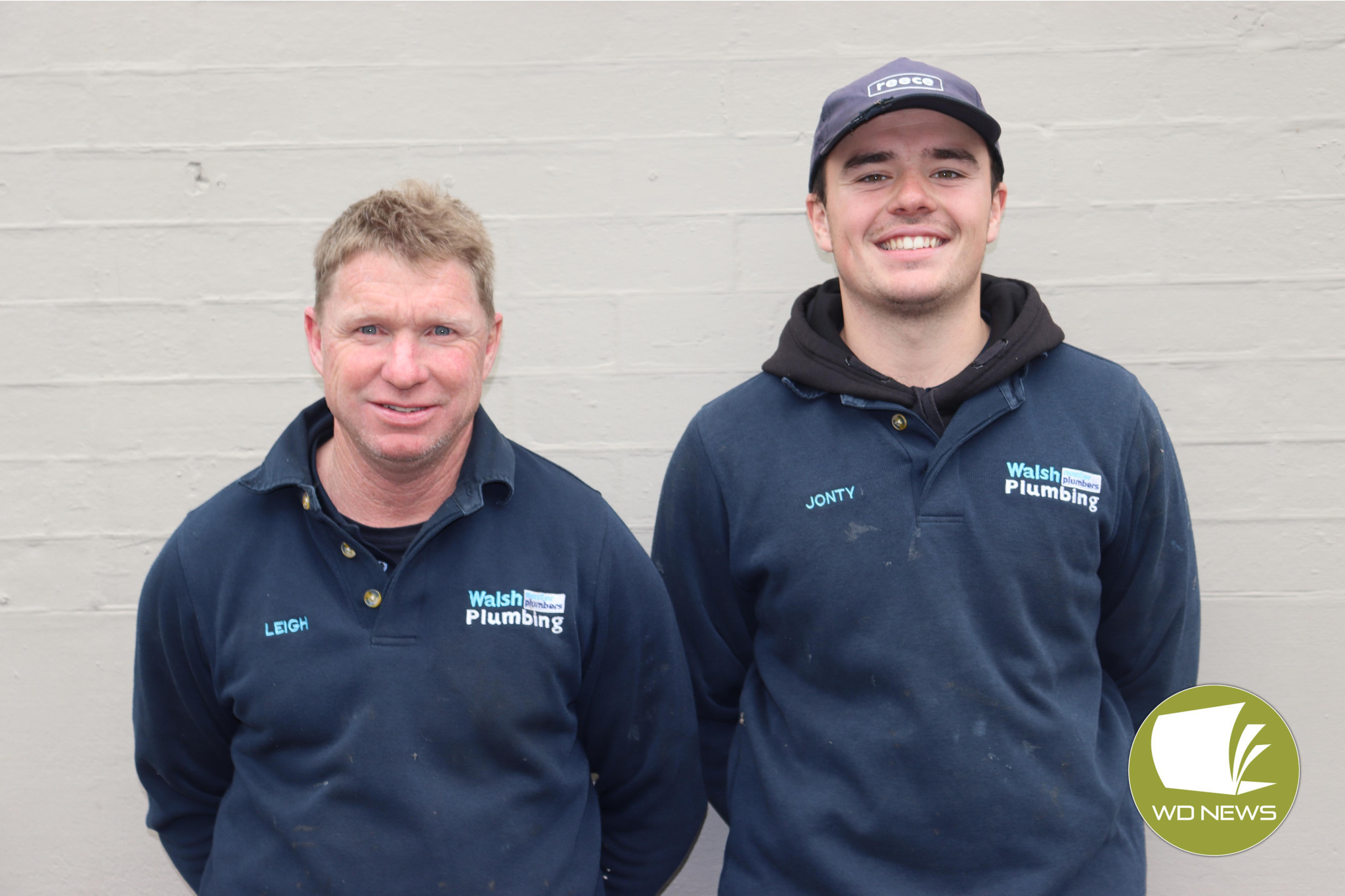 Congratulations: Leigh Walsh from Walsh Plumbing with his apprentice Jonty Robertson who won the second Year Plumbing Apprentice of the Year award at the South West TAFE awards night.