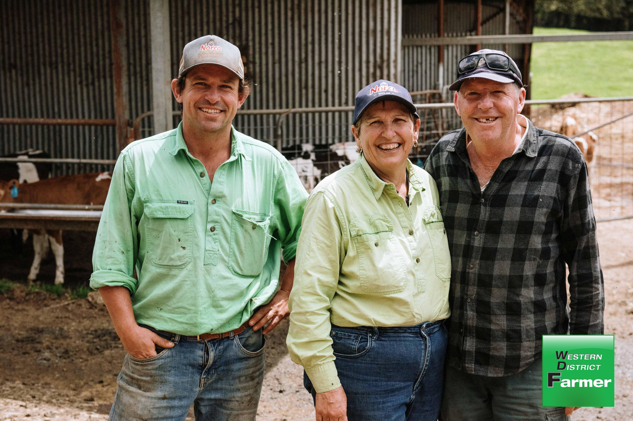 Julie Moore (centre) and family on their Fernbrook property.