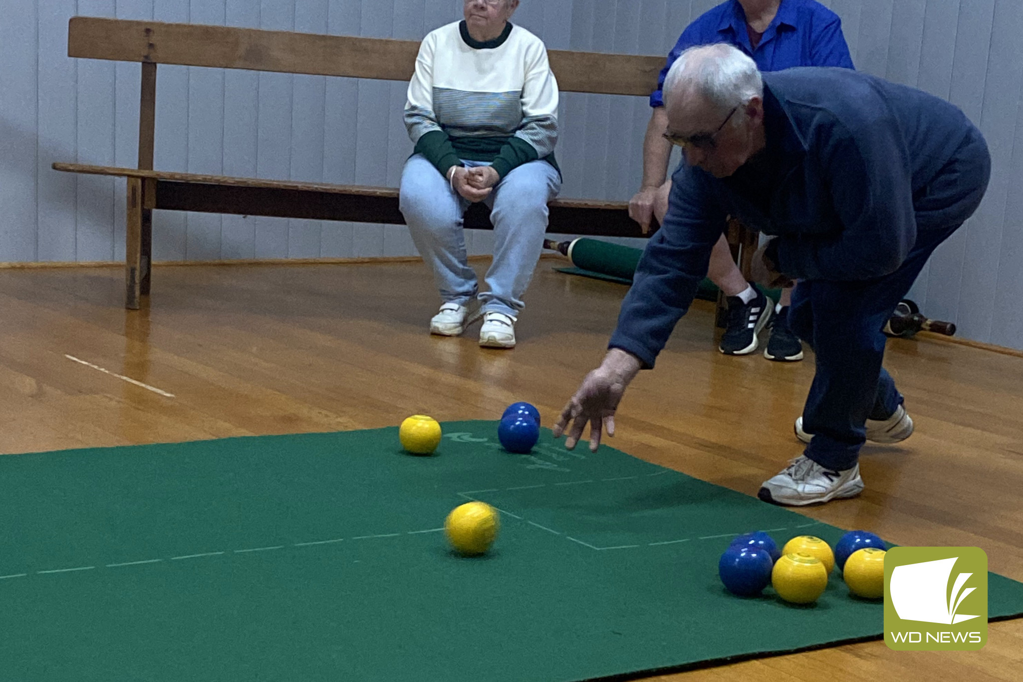 Glenormiston 2 second Noel Uebergang delivers his bowl.