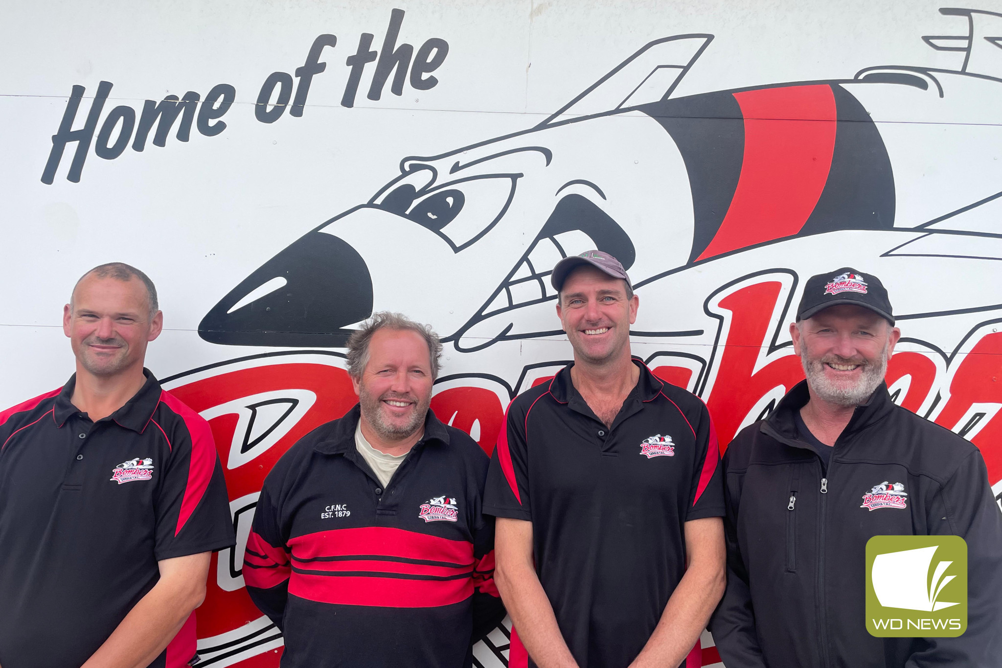 Leading the junior Bombers next season will be coaches (from left) Matty Robertson (under 10s), Greg Darcy (under 12s), Brad Couch (under 14s) and Martin Darcy (under 16s).