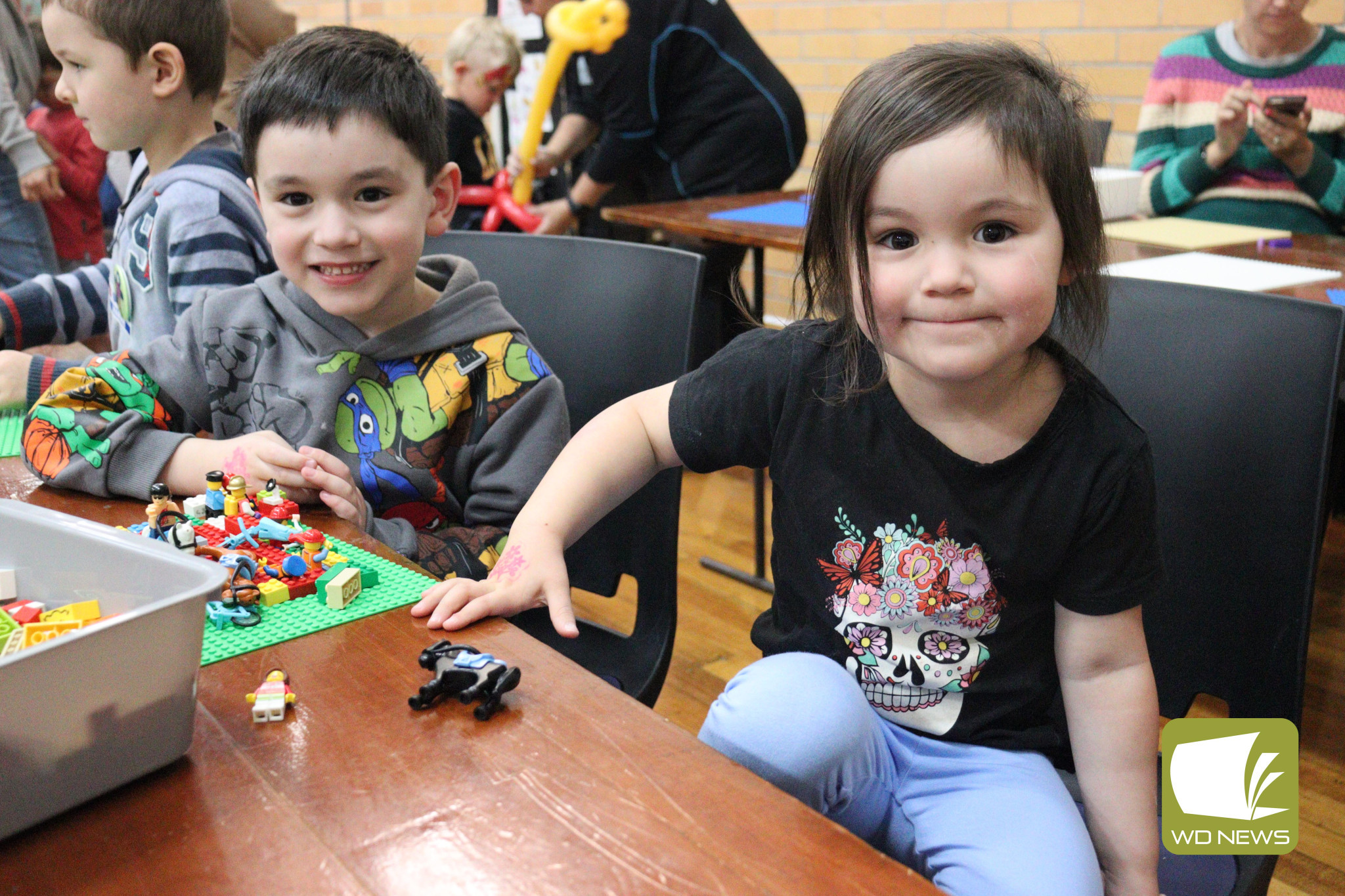 Maximino and Ava Stacey spent time playing with Lego.