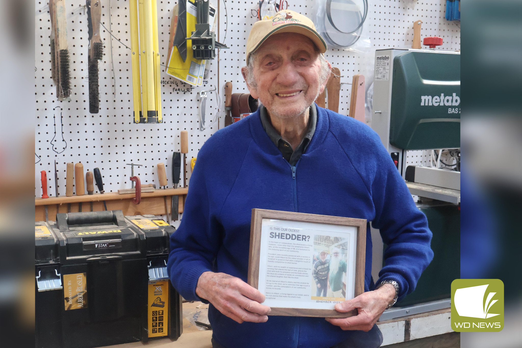 “A shredders dedication”: Albert Beasley started at the Camperdown Men’s Shed nine years ago and is still attending at 99 and a half.