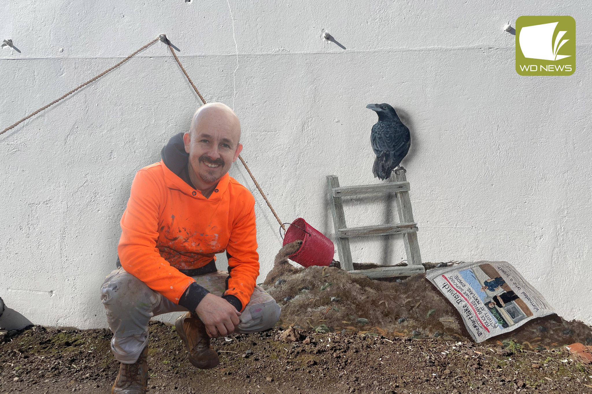 What could it be? The gradually-unfolding narrative behind the new mural being painted by artist Jimmy Buscombe at the Mortlake Roadhouse is beginning to take shape.