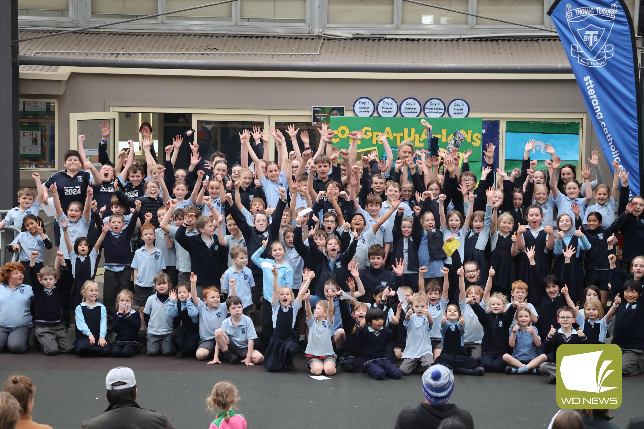 Inspirational: Students at St Thomas’ Primary School welcomed Olympic bronze medallist Penny Smith to the school last week.