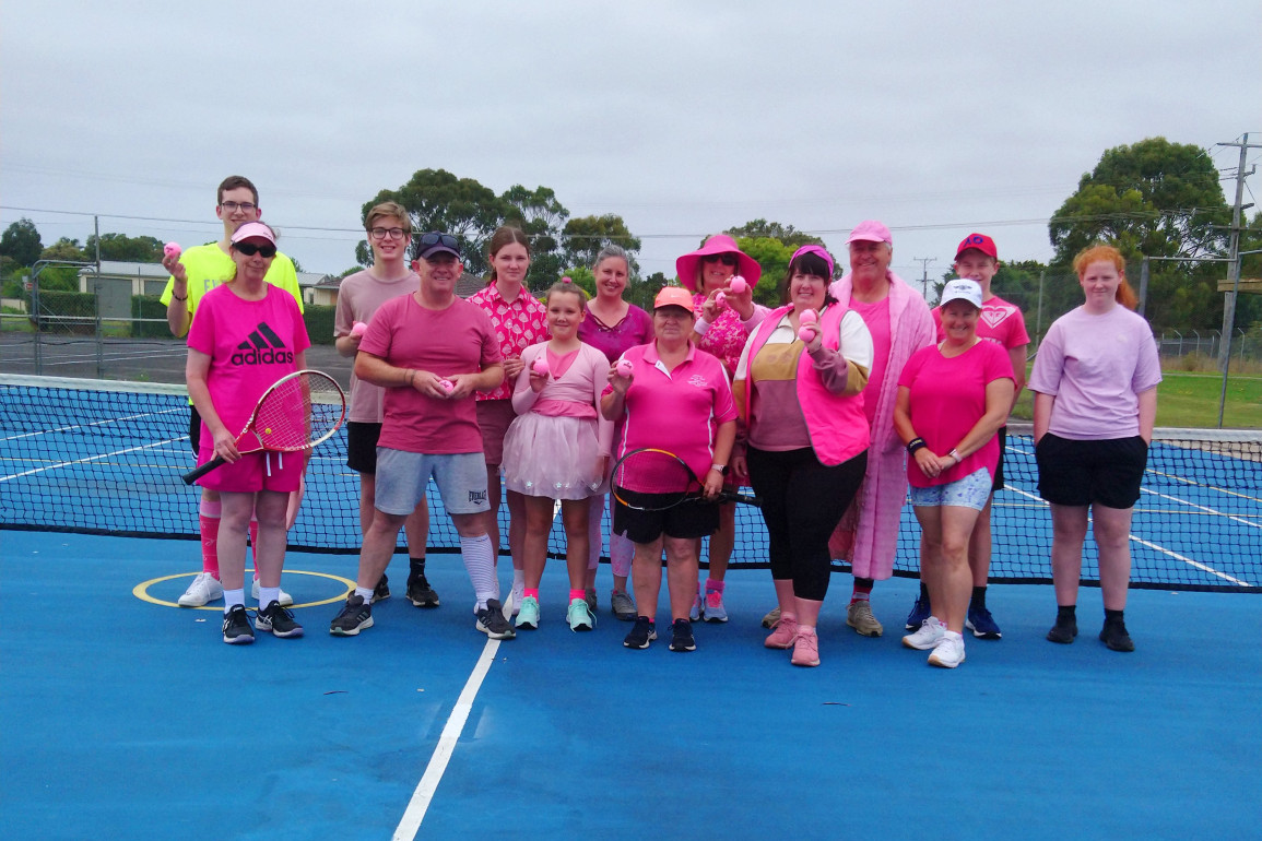 Pink was the colour of the day at the Timboon tennis courts recently.