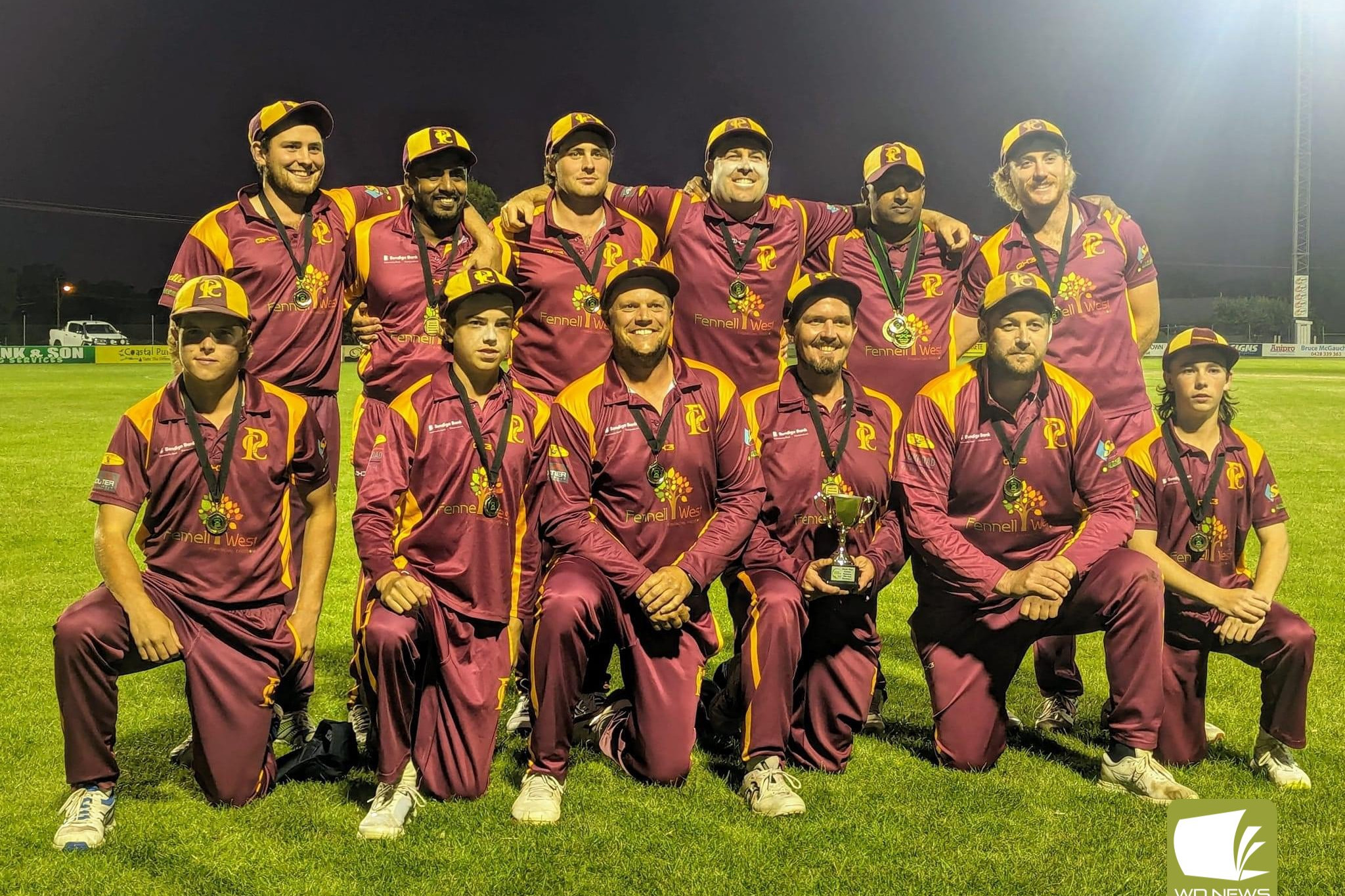 Pomborneit Premiers: Sam Darcy, Danussika Bandara, Tom Darcy, Stephen Hill, Tharaka Sendanayake, Josh Place. Front: Gavin Reynolds, Finn Tolland, Dave Murphy, Matt Bignell, Grant Place and Ben Whytcross.