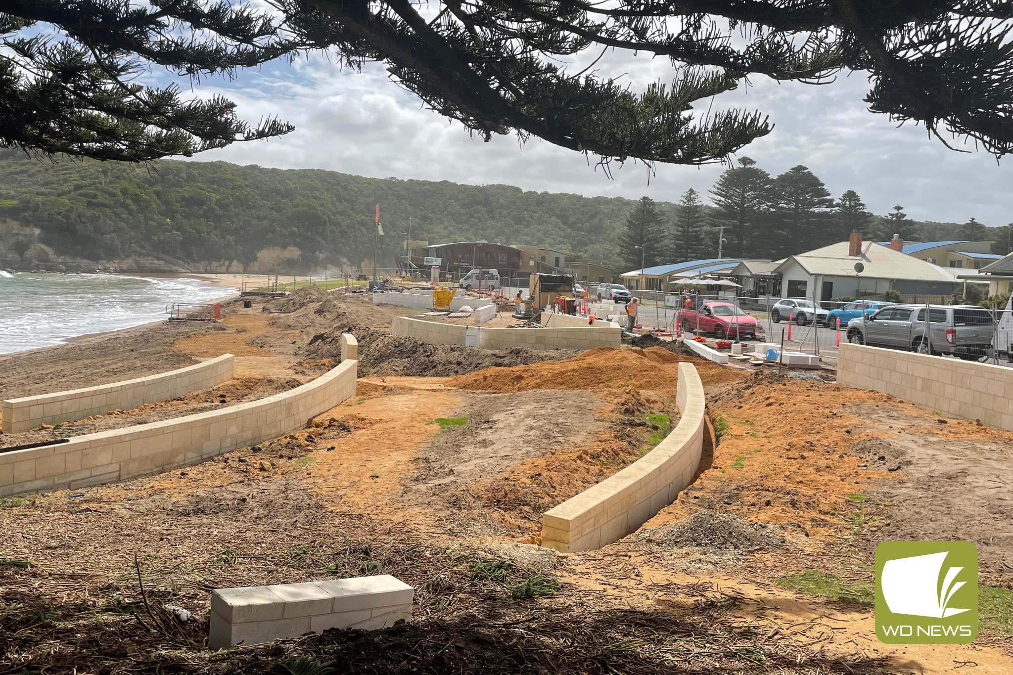 Update: Works are continuing on the Port Campbell Town Centre Project with contractors starting a section near the Rocket Shed and also on the foreshore.