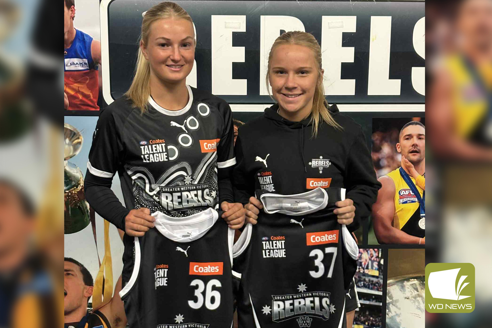 Indi Cameron (left) made her debut for the Greater Western Victoria Rebels last weekend alongside Terang Mortlake teammate Tayla Bell.
