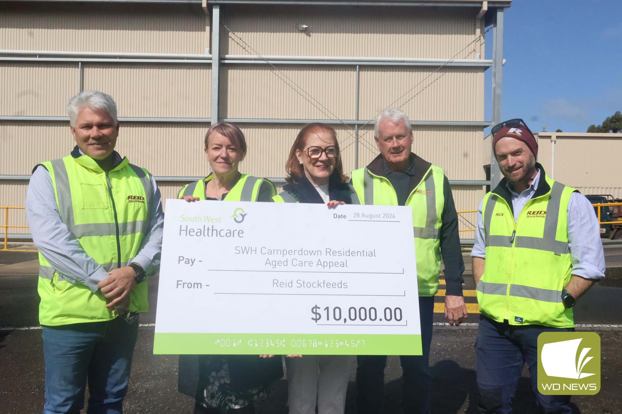 A worthy cause: Reid Stockfeeds presented South West Healthcare Camperdown Residential Aged Care Appeal manager Suzan Morey with a cheque last Wednesday.