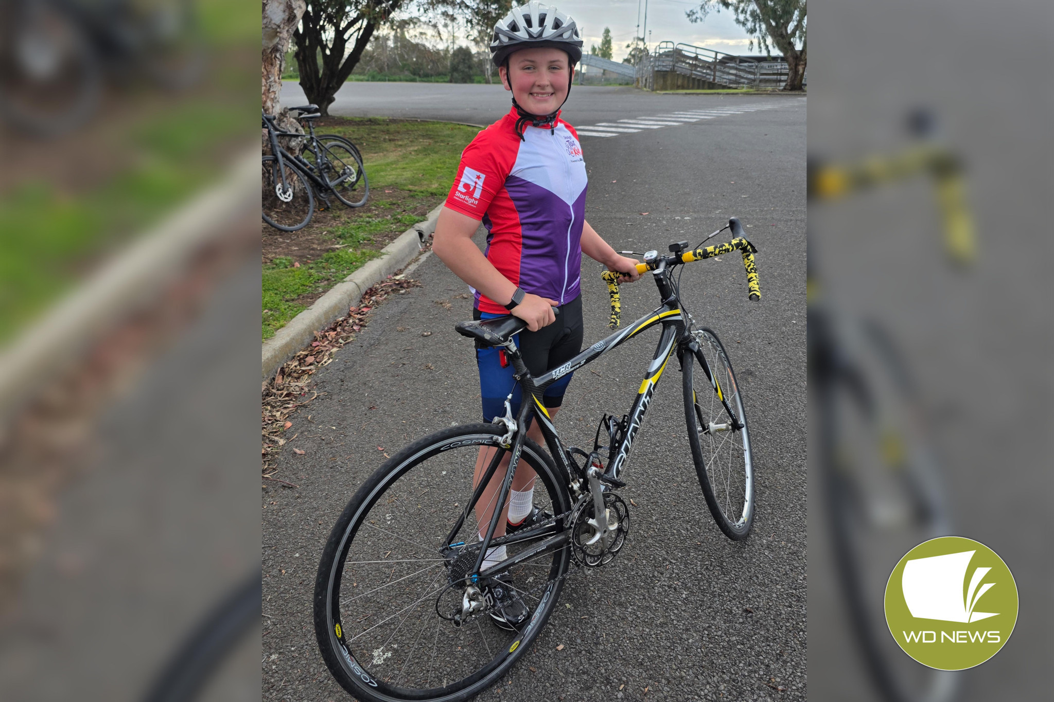 Rieley crossed the finish line first last week and is now training hard for the upcoming Starlight Tour de Kids virtual cycling challenge.