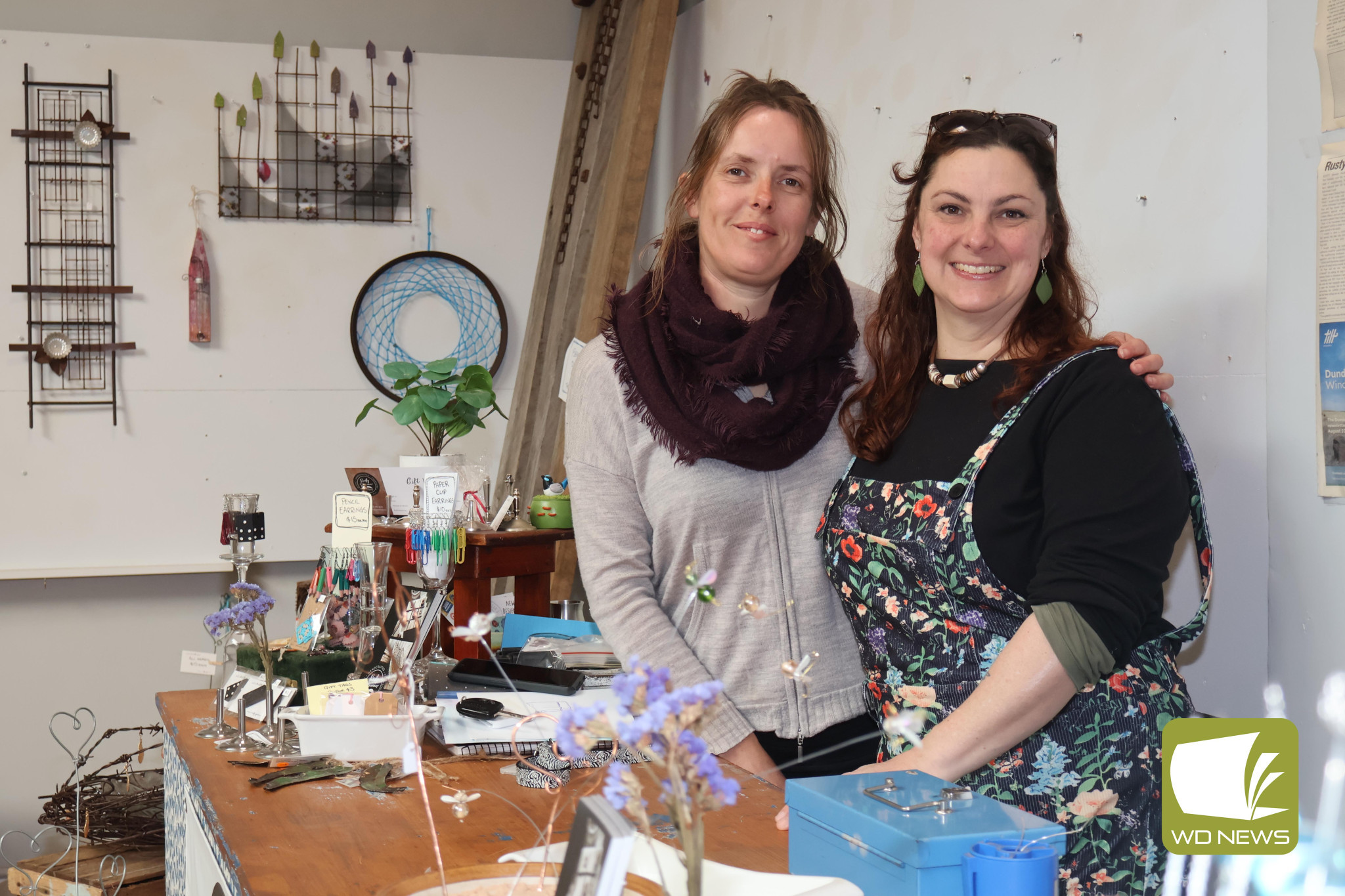 New business to open: After announcing the upcoming closure of her beloved Rusty Spanner Studio, business owner Chelsea Pope (left) is “thrilled to pass the torch” to Glenormiston artist Jess Fowler – who will bring her own art gallery to Terang’s historic Johnstone Court.