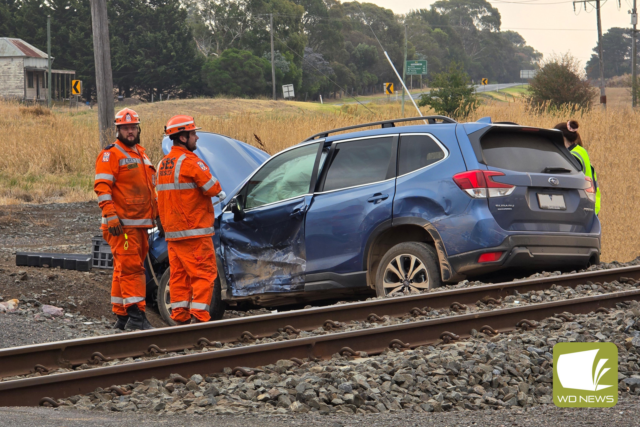 Collision: Three people were taken to hospital following a two-car collision in Skibo last Saturday.