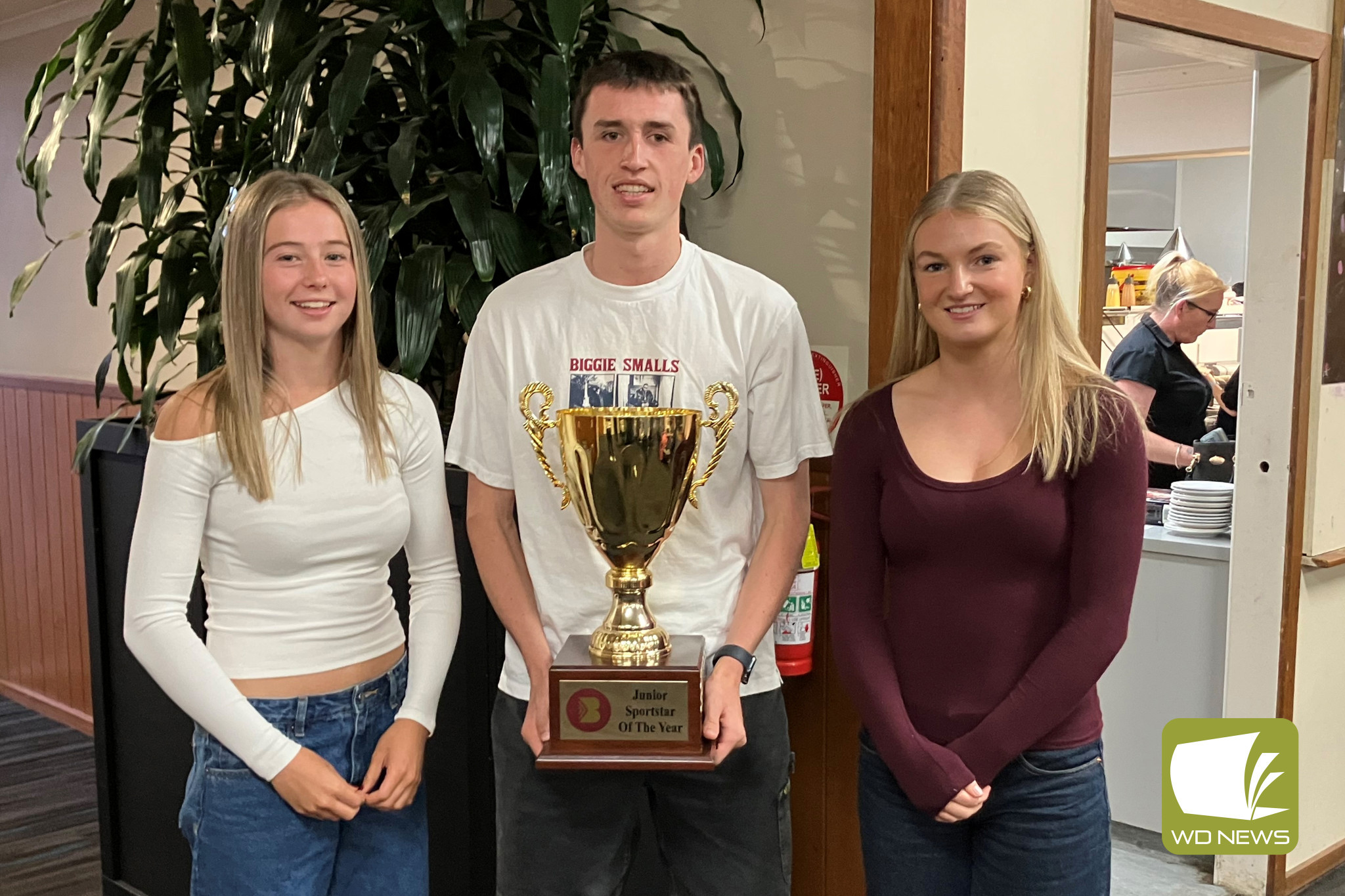 Junior Sports Star of the Year Aidan Conheady (centre) with finalists Piper Stevens and Indiana Cameron.