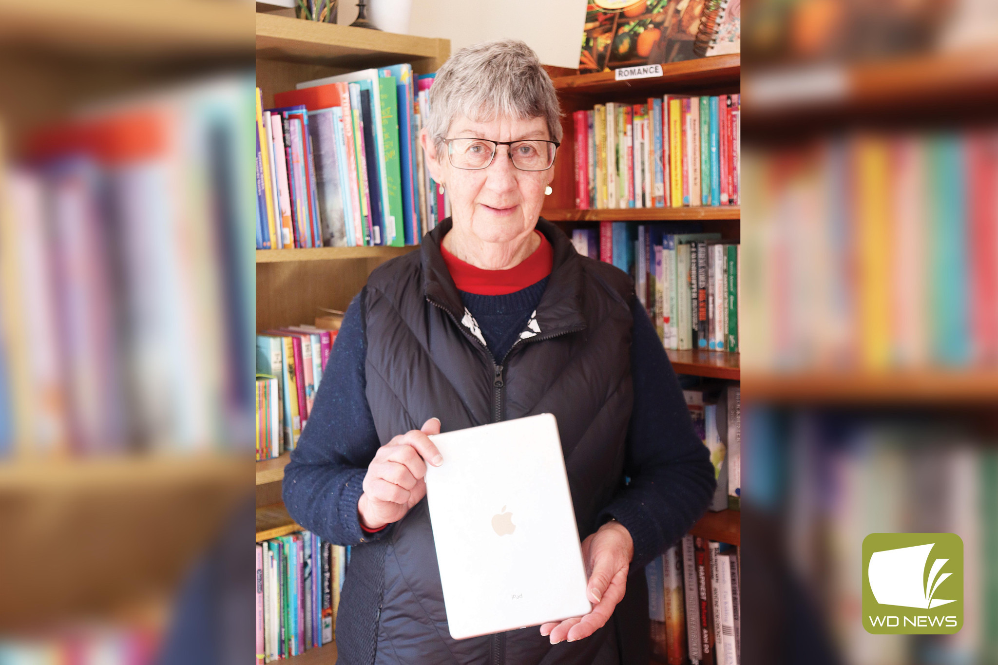Rallied support: Cobden Uniting Church Op Shop joint manager Barbara Cowley has been using an iPad kindly donated by a community member after the one used in the op shop was stolen recently.