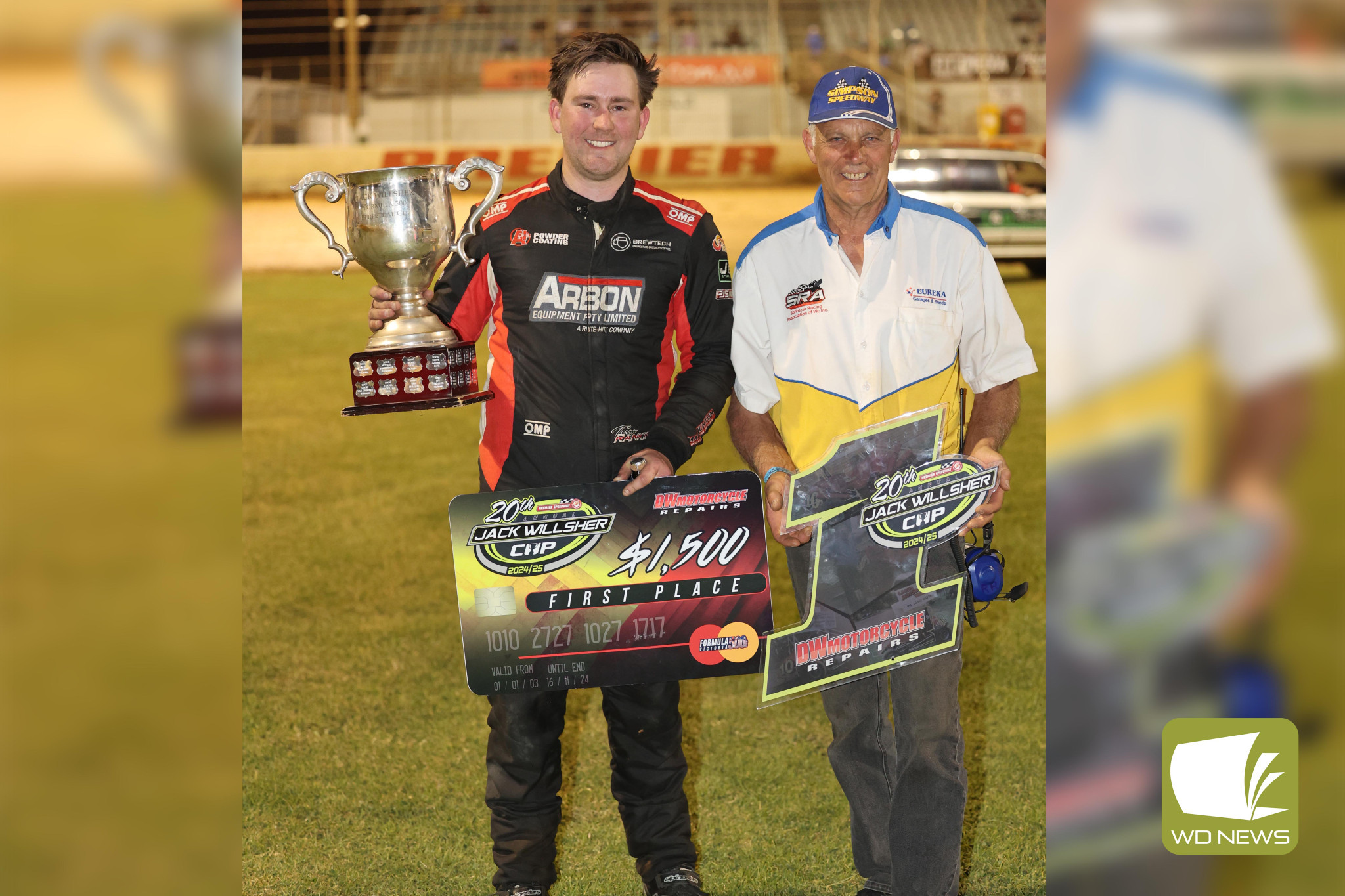 Winner of the Jack Willsher Cup Terry Rankin with his proud dad and SRA official Robert Rankin.