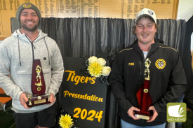 Senior football best and fairest winner Matthew Pemberton (left) and runner-up Brent Fedley.