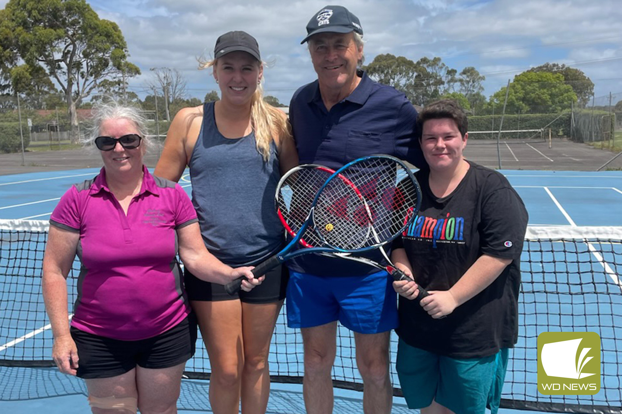 Timboon and District Tennis grand final winners, Houdini, from left: Katriona Currell, Abby Lindquist, Colin Dumesny and Chloe Healey.