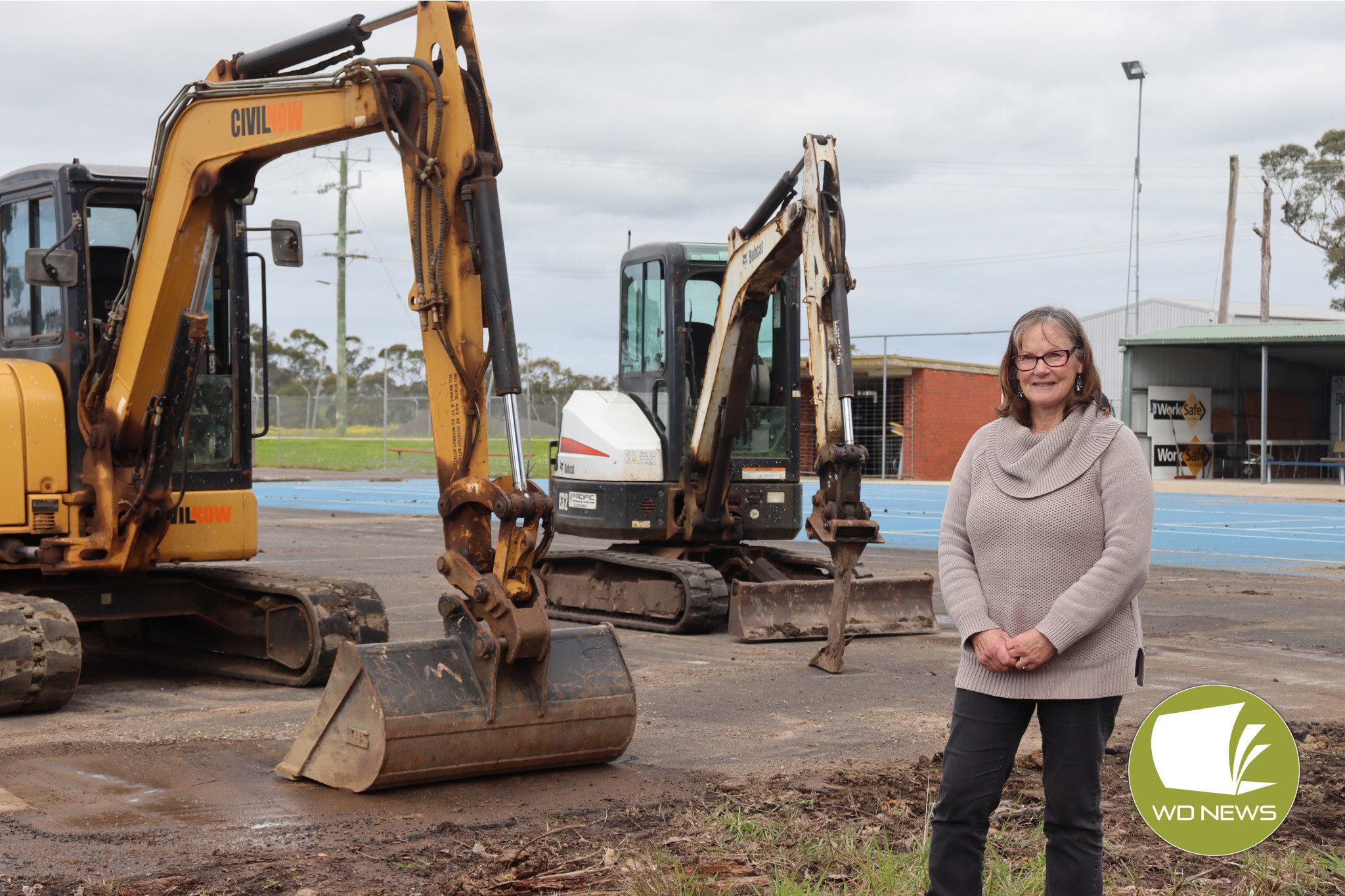 Under construction: Timboon Recreation Reserve secretary Leeanne Whitehead is hoping to seek funding for the completion of the upgrades to the netball and tennis courts.
