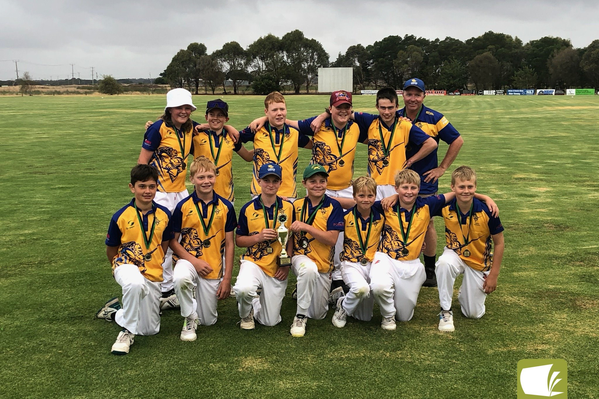Cobden Cricket Club’s under 13s celebrate victory.