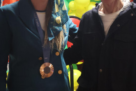 Keeping tradition going: Penny Smith joins an elite list of Camperdown Olympians, including Clyde Sefton (right).