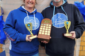 Joint winners of the Margaret Currell Best Senior Club Person Award Leah Boyd and Jason Symons.