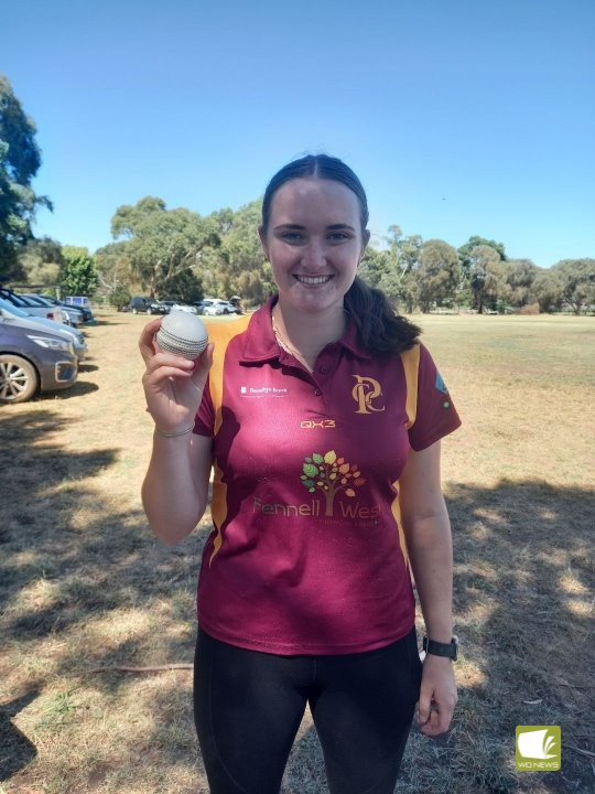 Nellie Sadler celebrated five wickets in the under 17 girls’ match.