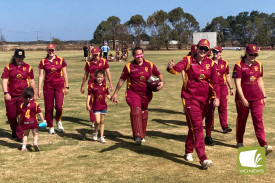 Pomborneit Gold women leave the field after their qualifying final win.