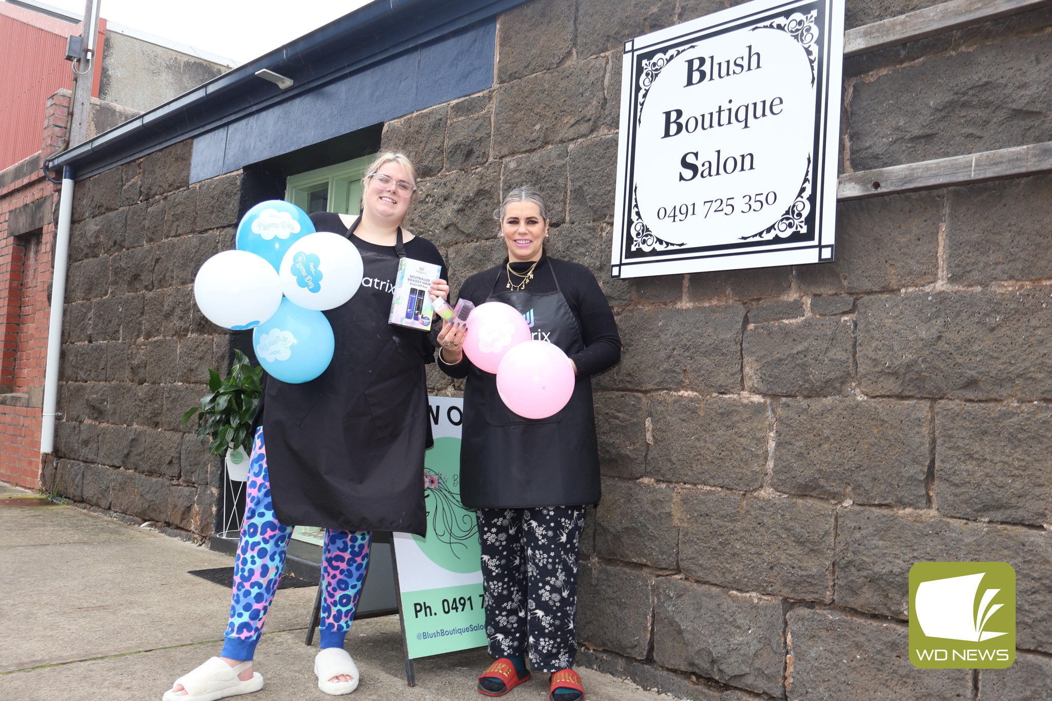 Making a difference: Blush Boutique Salon’s Emily Thorne and Naomi Gibbs are among the thousands of Australians who have already raised more than $450,000 to support children in foster care.