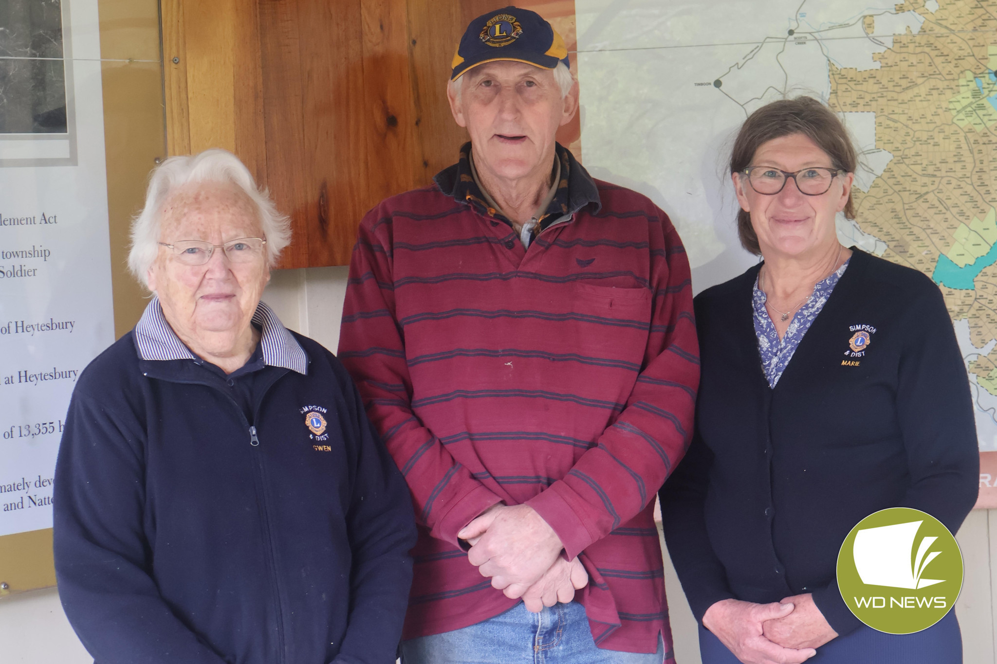 Help needed: Simpson and District Lions Club members Gwen Crole, John Morris and Marie Van Den Broek are calling for residents to put their hands up to join Lions.
