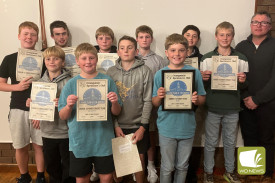 Cobden Cricket Club’s 13 and under team with their certificates.