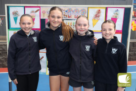 Lahnii Oneill, Georgie Mellington, Isabele Moloney and Layla Thornton were excited to see the school abuzz with activity as families paid a visit. =