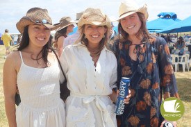 Elli Mooney, Ruby Wilson and Kitty Michelmore enjoyed the sunshine trackside at the Sungold Milk Camperdown Cup.