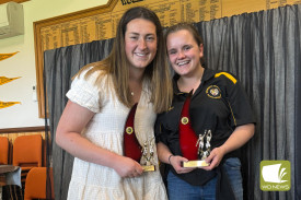 B grade best and fairest runner-up and best in finals Shona Makepeace (left) with best and fairest winner, Jaime Killen.