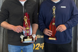 Reserves football best and fairest Matthew Bourchier (left) and runner-up James Henry.