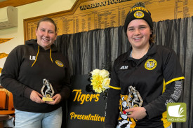 18 and under joint coaches award winner Lily Schuuring and Annabelle Glossop.