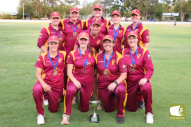 Pomborneit Gold women’s premiership team, back row from left: Neave Thompson, Lauren Murphy, Ella Sadler, Lucia Clarke and Rachel Dendle. Front: Tayla Reynolds, Nellie Sadler, Samantha Coxon and Jessica Moulden.